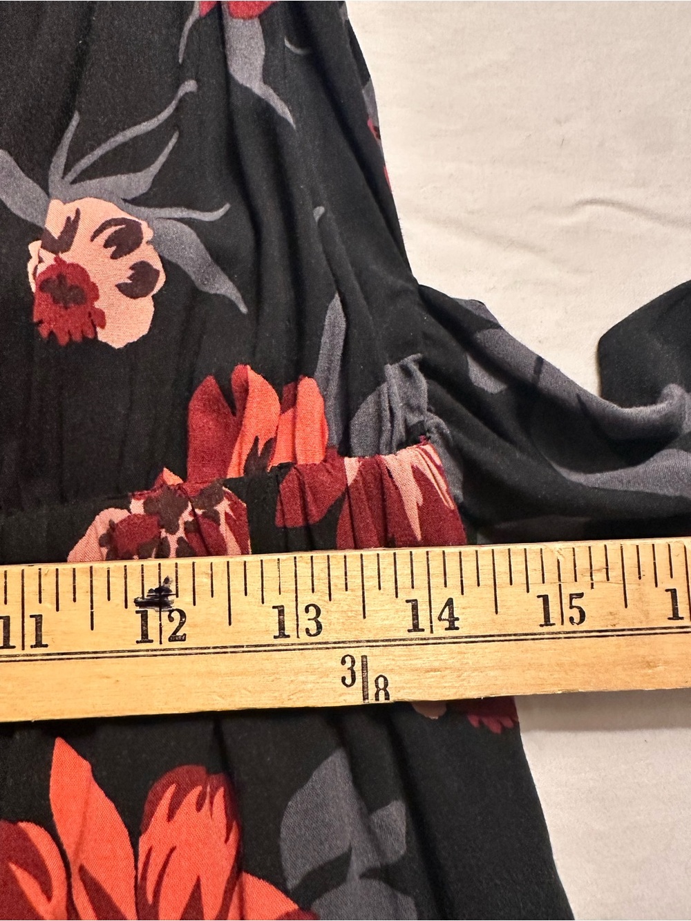 LOFT Black Whimsigoth Boho Jumpsuit with Red and Coral Floral Print - Picture 7 of 10